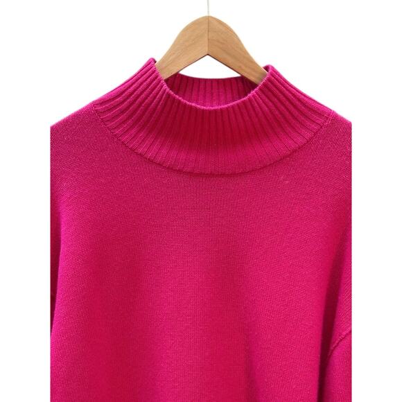 Rails Wool Cashmere Hot Pink Mock Turtleneck Soft Oversized Medium Sweater - Picture 5 of 8